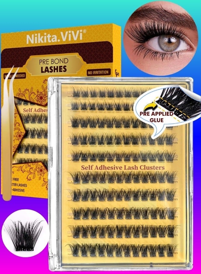 NIKITA.VIVI طقم رموش مسبقة الالتصاق 120 قطعة مع ملاقط رموش لاصقة ذاتيًا، طقم مجموعات رموش مزيفة، رموش دائرية مسبقة اللصق، طقم رموش رقيقة، رموش مزيفة للمبتدئين واستخدام الصالونات، طقم تمديد رموش افعلها بنفسك، طقم مكياج العين للرموش المزيفة بحجم 10-16 مم مجموعة أ - Image 1